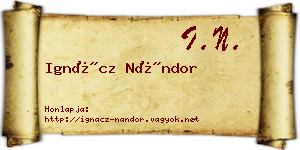 Ignácz Nándor névjegykártya